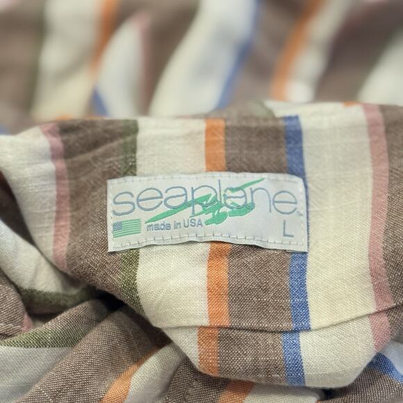 Seaplane Men’s Striped Cotton Shirt Size L - Picture 3 of 6